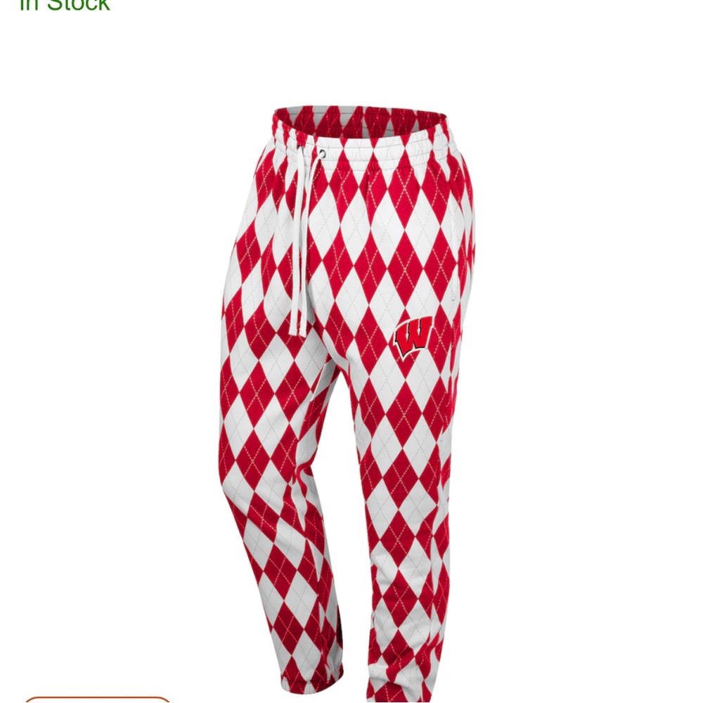 Colosseum Red and‎ White Argyle Sweatpants